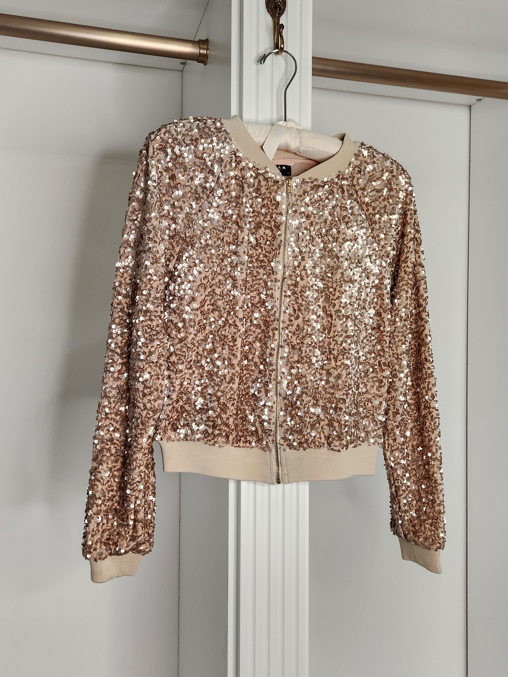 Sequin Bomber Jacket - Gold